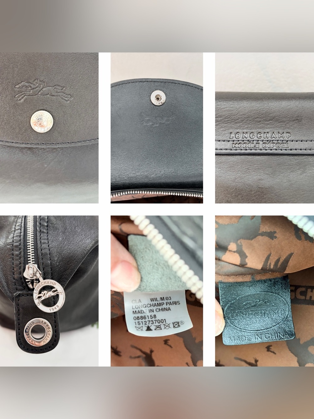 ❤️SOLD❤️ Longchamp Le Pliage Cuir Medium Black Leather Top Handle Crossbody Bag - Picture 3 of 16